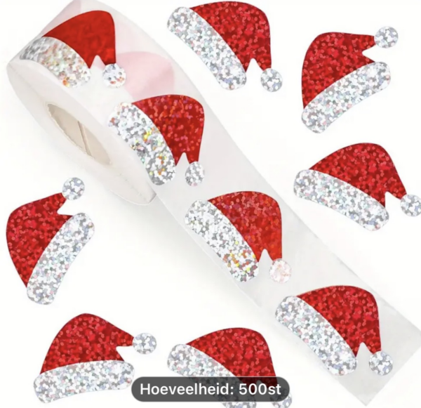 Roos Mooiere stickertjes Kerstmuts 500stuks Ø 2,5cm