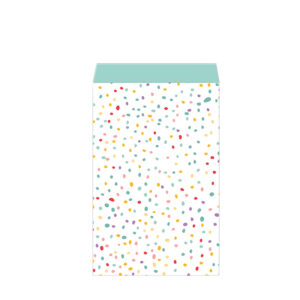 Roos Mooier Cadeauzakje wit stippen gekleurd 12 x 19 DS a 200 st