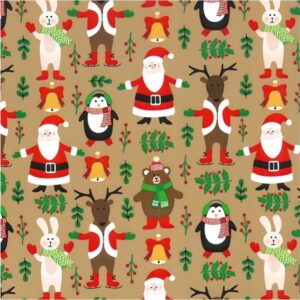 Roos Mooier Cadeaupapier Kerstdieren 50cm x 200m