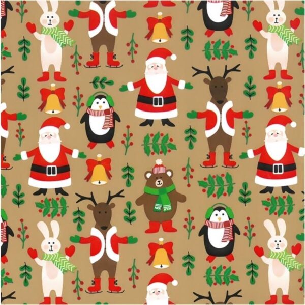 Roos Mooier Cadeaupapier Kerstdieren 50cm x 200m