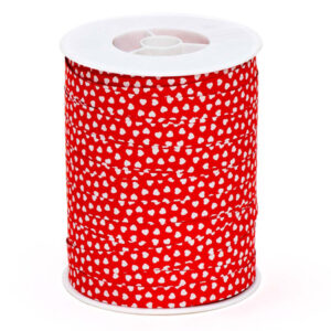 Roos Krullint hartjes rood/wit 5mm x 250 mtr