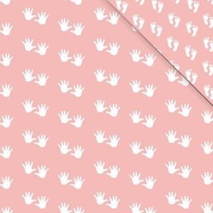 Roos mooier cadeaupapier duo handjes/voetjes roze 50cm x 200mtr 80gr/m² V