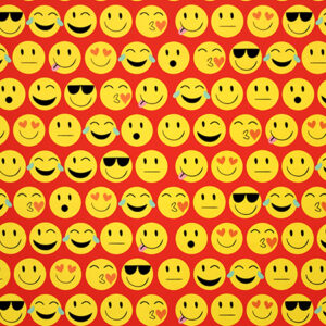 Roos Mooier Cadeaupapier Emoticon/Smiley Geel 30cm x 150mtr 80 gr/m² V