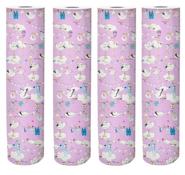 Roos mooier cadeaupapier Ooievaar Roze 50cm x 150 meter 80gr/m² - Afbeelding 2