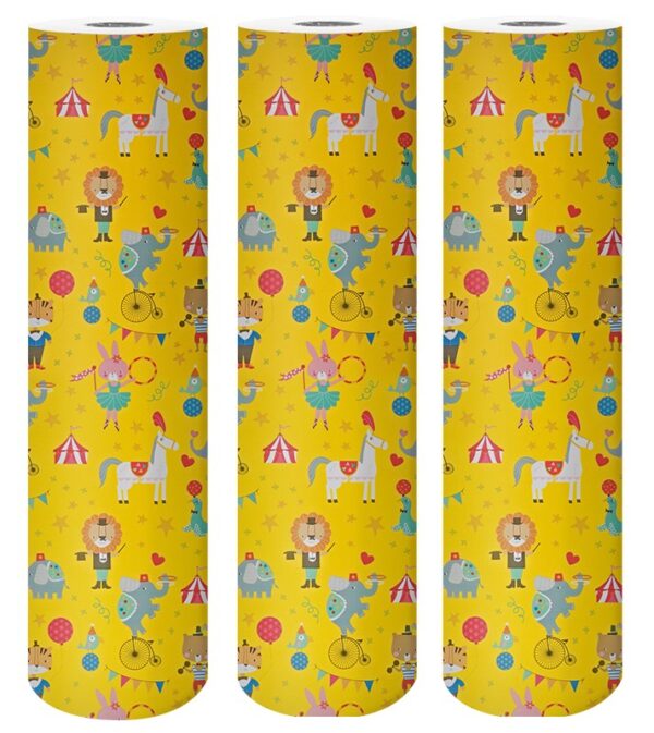 Roos Mooier Cadeaupapier Circus Geel 50cm x 150meter V - Afbeelding 2