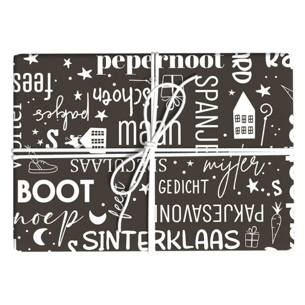 Roos Mooier Cadeaupapier Sint tekst DUO mint/zwart 30cm x 200mtr - Afbeelding 3