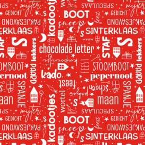 Roos Mooier Cadeaupapier Sint tekst DUO rood/turq 30cm x 200mtr