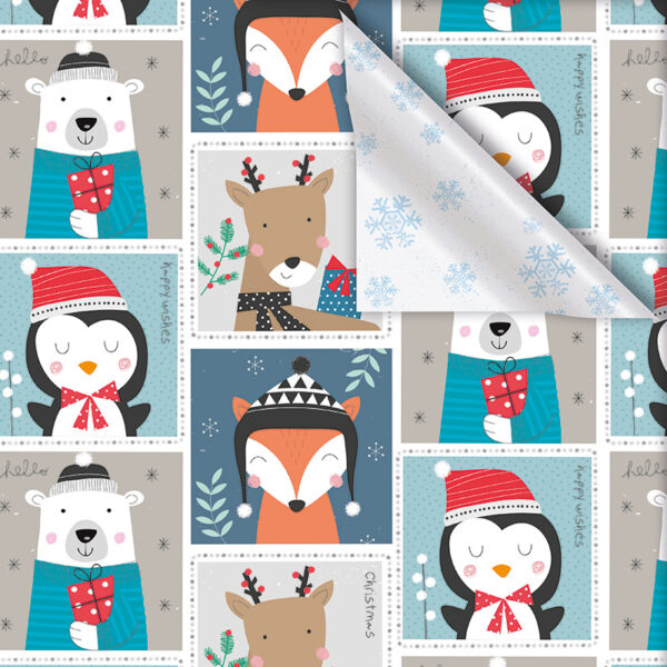 Roos Mooier Cadeaupapier Kerst dier kader DUO 50cm x 250m