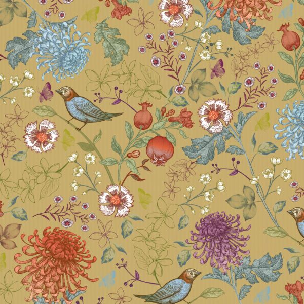 Roos Mooier Cadeaupapier Birdy-Blossom 60cm x 250meter 60gr/m² K