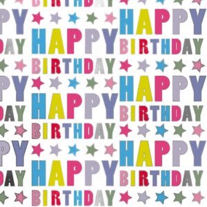 Roos Mooier Cadeaupapier Happy Birthday Metalic 30cm x 100meter 80gr/m²