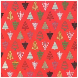 Roos Mooier Cadeaupapier Kerstbomen rood 50cm x 200m