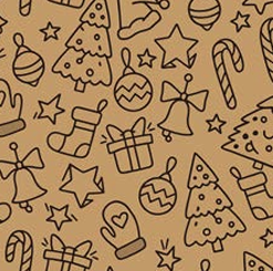Roos Mooier Cadeaupapier Kerst kraft 50cmx250m