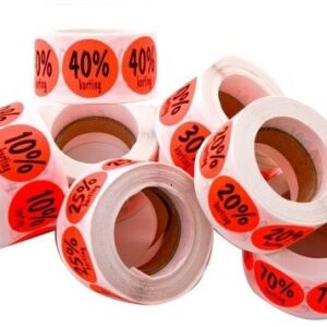 Roos Mooiere stickers rond korting 50 % 500 stuks Fluor