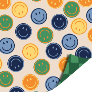 Roos Mooier Cadeaupapier Smiley blauw-groen duo 70cmx100m