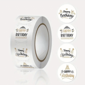 Roos Mooiere Stickertjes Happy Birthday 500 stuks Ø 2,5 cm