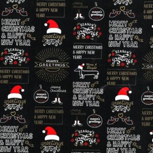 Roos Mooier Cadeaupapier Kerst zwart 30cm x 200m