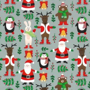 Roos Mooier Cadeaupapier Kerstdieren zilver 30cm x 200m