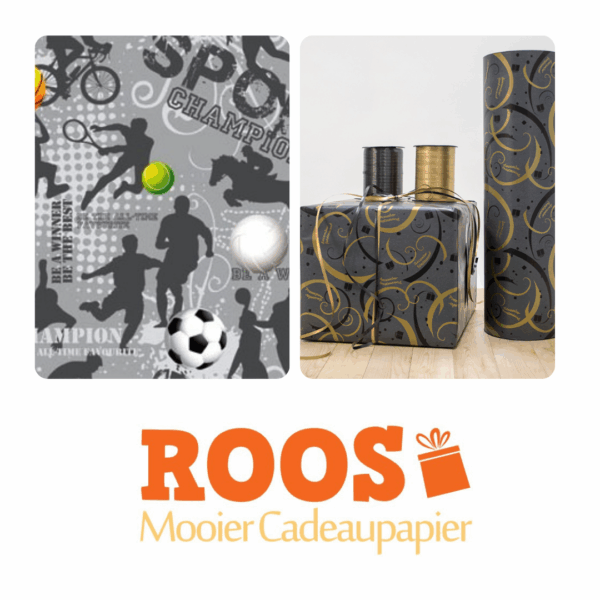 Roos Mooier cadeaupapier COMBIDEAL sport Grijs Zilver + December 50cm