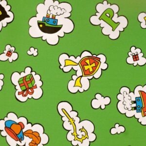 Roos Mooier Cadeaupapier Sint groen wolken 50cm x 200mtr 80gr/m²