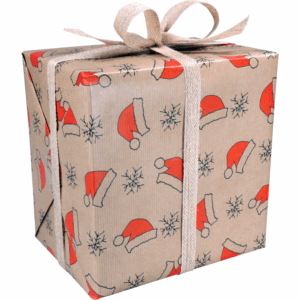 Roos Mooier Cadeaupapier Kraft Kerst muts 50cm x 200meter 70 gr