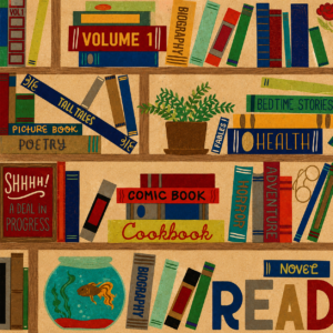 Roos Mooier Cadeaupapier Boekenkast kraft  50cmx150m 80gr